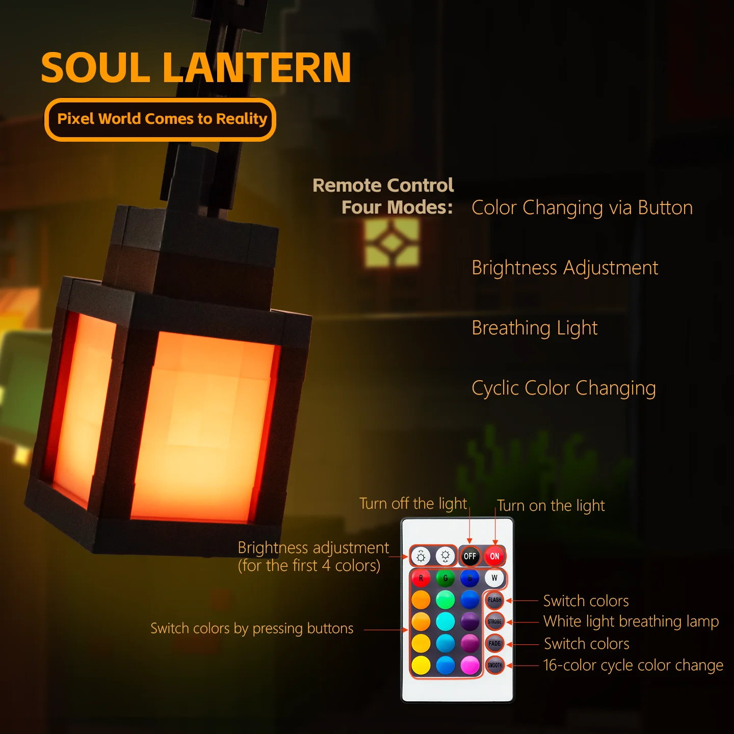 Pixelowa lampka nocna LED RGB Minecraft! – przenośna latarnia z 16 kolorami, lampka dekoracyjna DIY, oświetlenie do pokoju