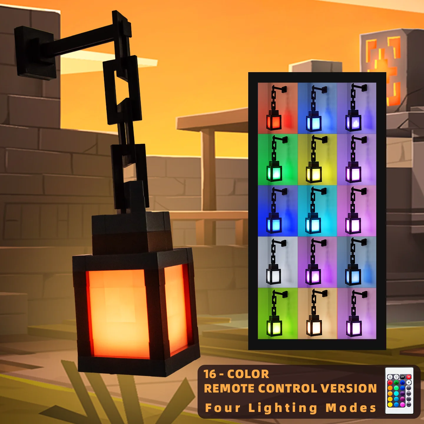 Pixelowa lampka nocna LED RGB Minecraft! – przenośna latarnia z 16 kolorami, lampka dekoracyjna DIY, oświetlenie do pokoju