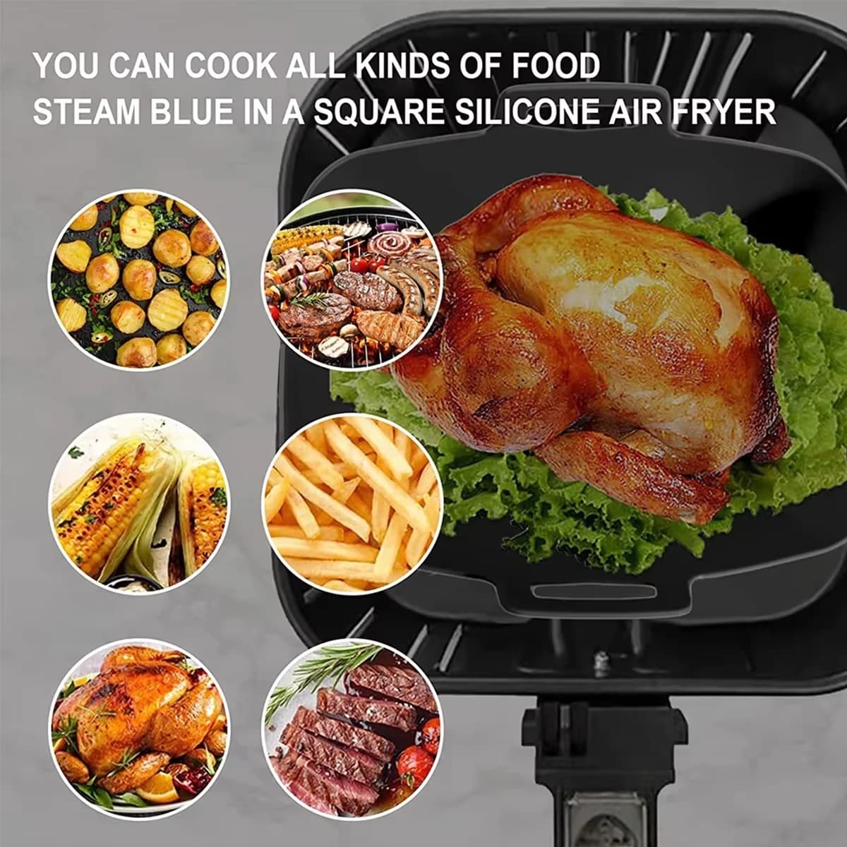 Silikonowe wkładki do Air Fryer 2 szt. – prostokątne formy do frytkownicy beztłuszczowej, piekarnika i mikrofalówki