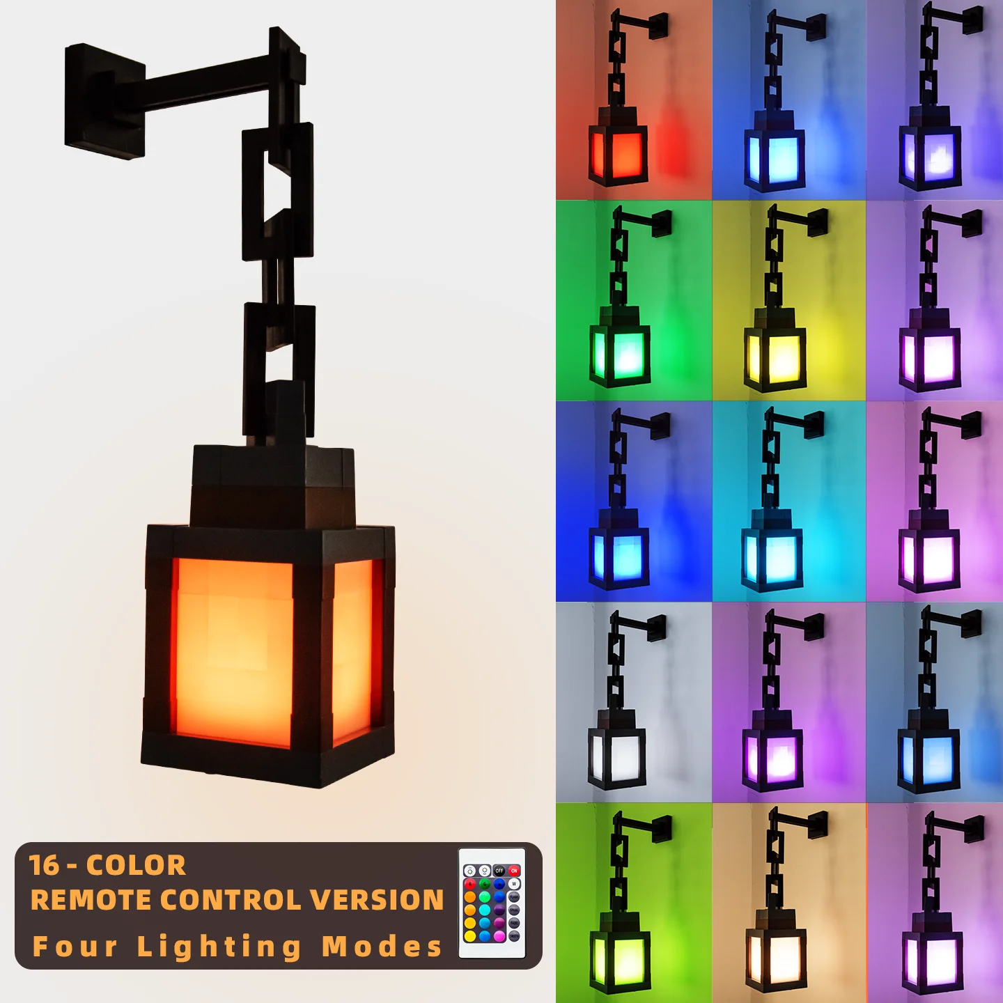 Pixelowa lampka nocna LED RGB Minecraft! – przenośna latarnia z 16 kolorami, lampka dekoracyjna DIY, oświetlenie do pokoju
