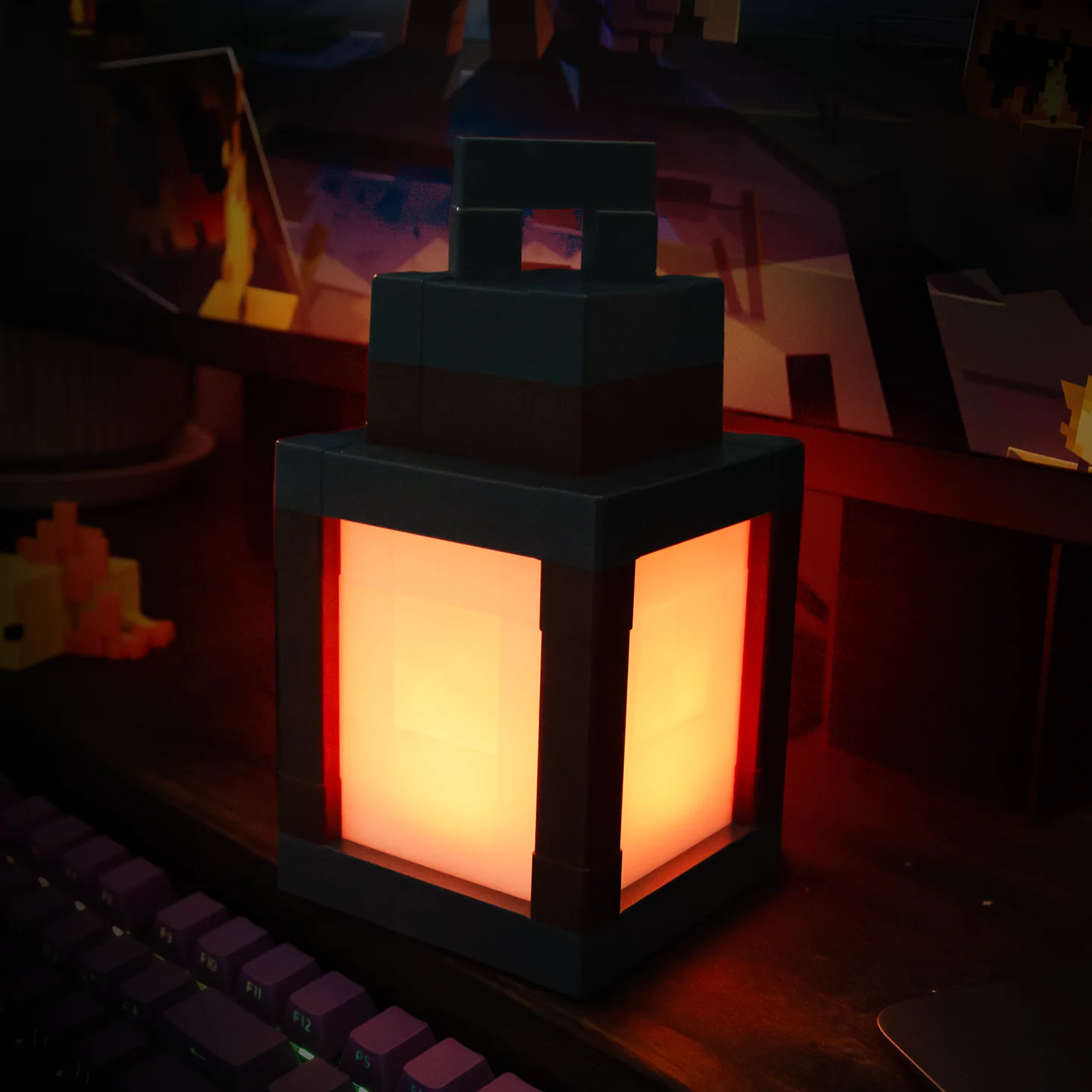 Pixelowa lampka nocna LED RGB Minecraft! – przenośna latarnia z 16 kolorami, lampka dekoracyjna DIY, oświetlenie do pokoju