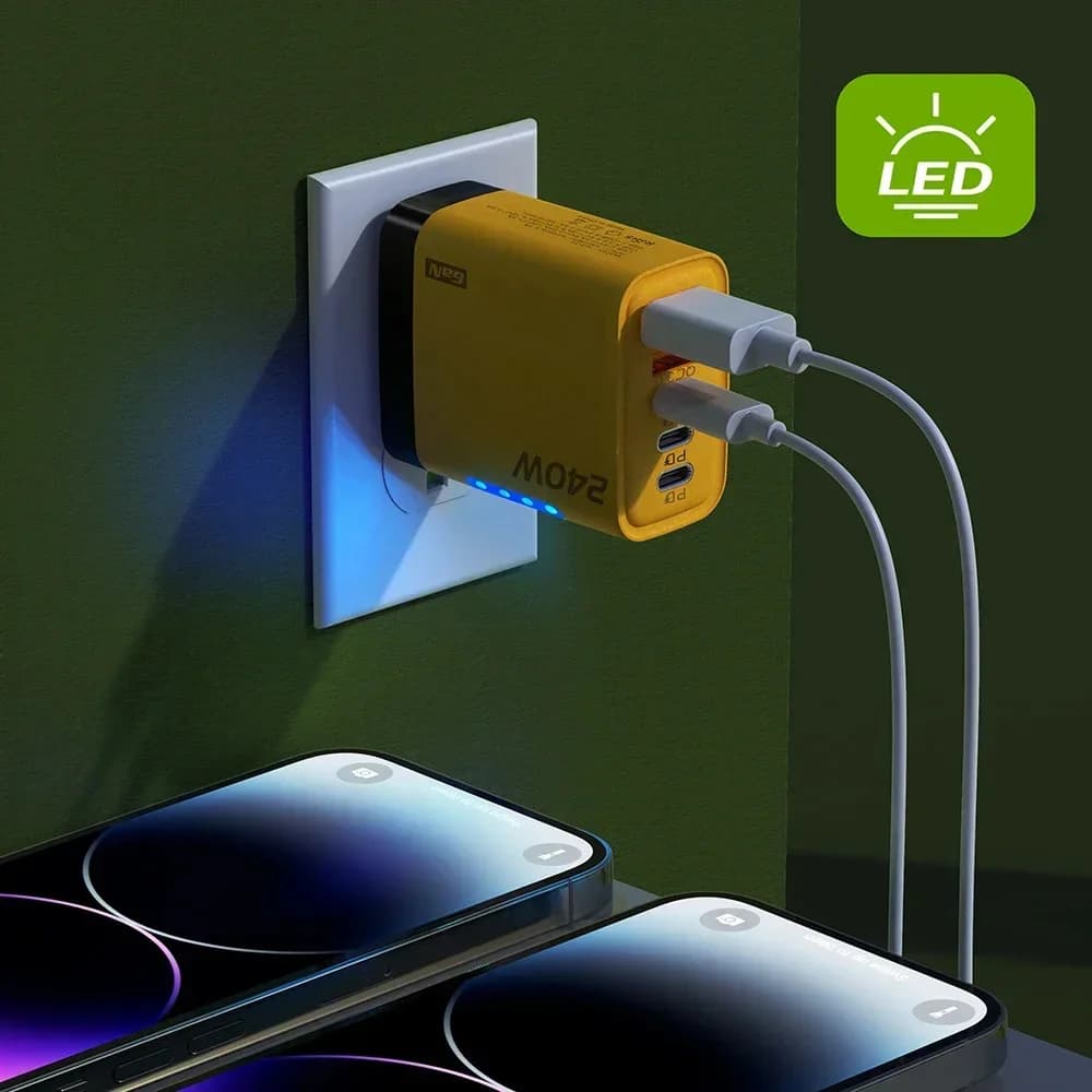 Ładowarka GaN USB-C 240W 5w1 – szybka ładowarka sieciowa PD/QC, 3× USB-C i 2× USB, do iPhone, Samsung, Xiaomi